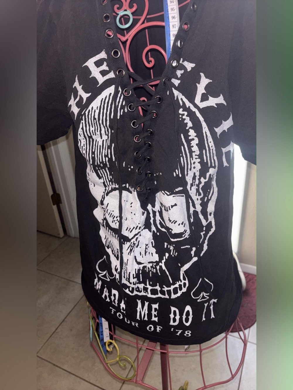 Metal Mulisha Black Lace-Up Skull Graphic Tee